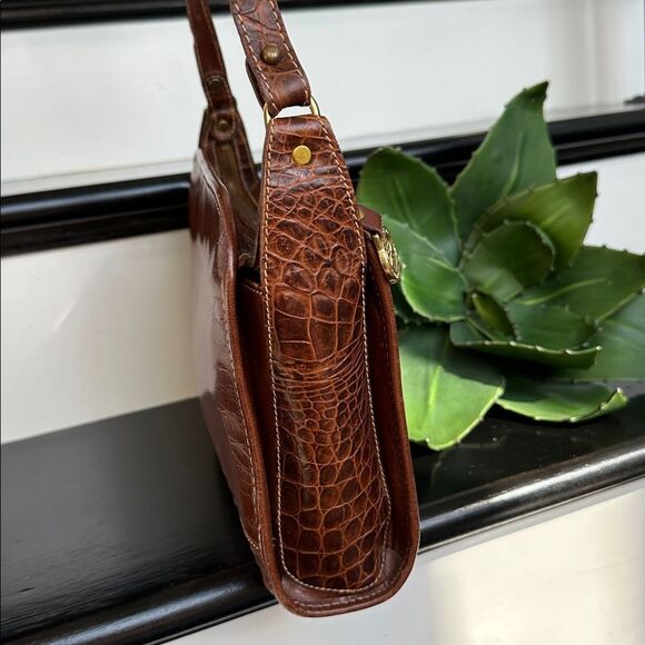 Brahmin Genuine Leather Crossbody Shoulder Bag, Adjustable Strap purse Zip Top - Picture 3 of 10